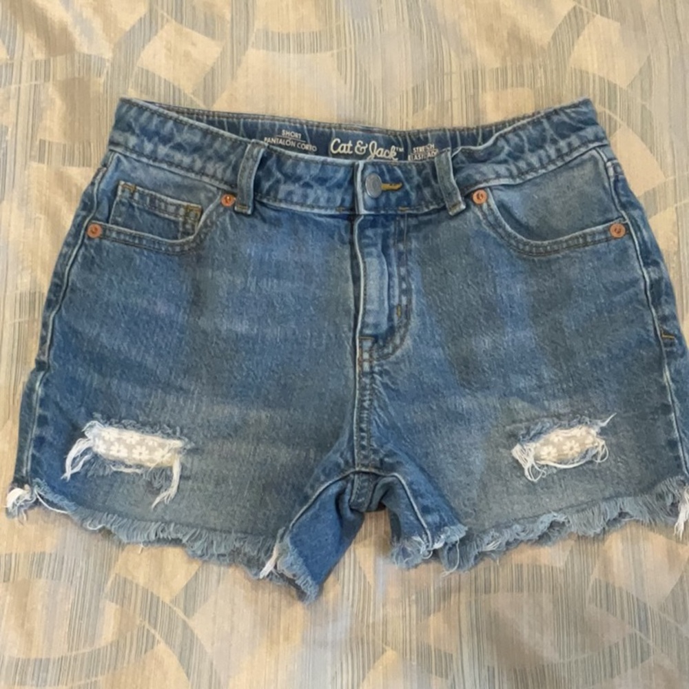 Cat & Jack Girls Blue Distressed Denim Shorts